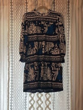 Navy Blue and White Floral Print Donna Morgan  Dress